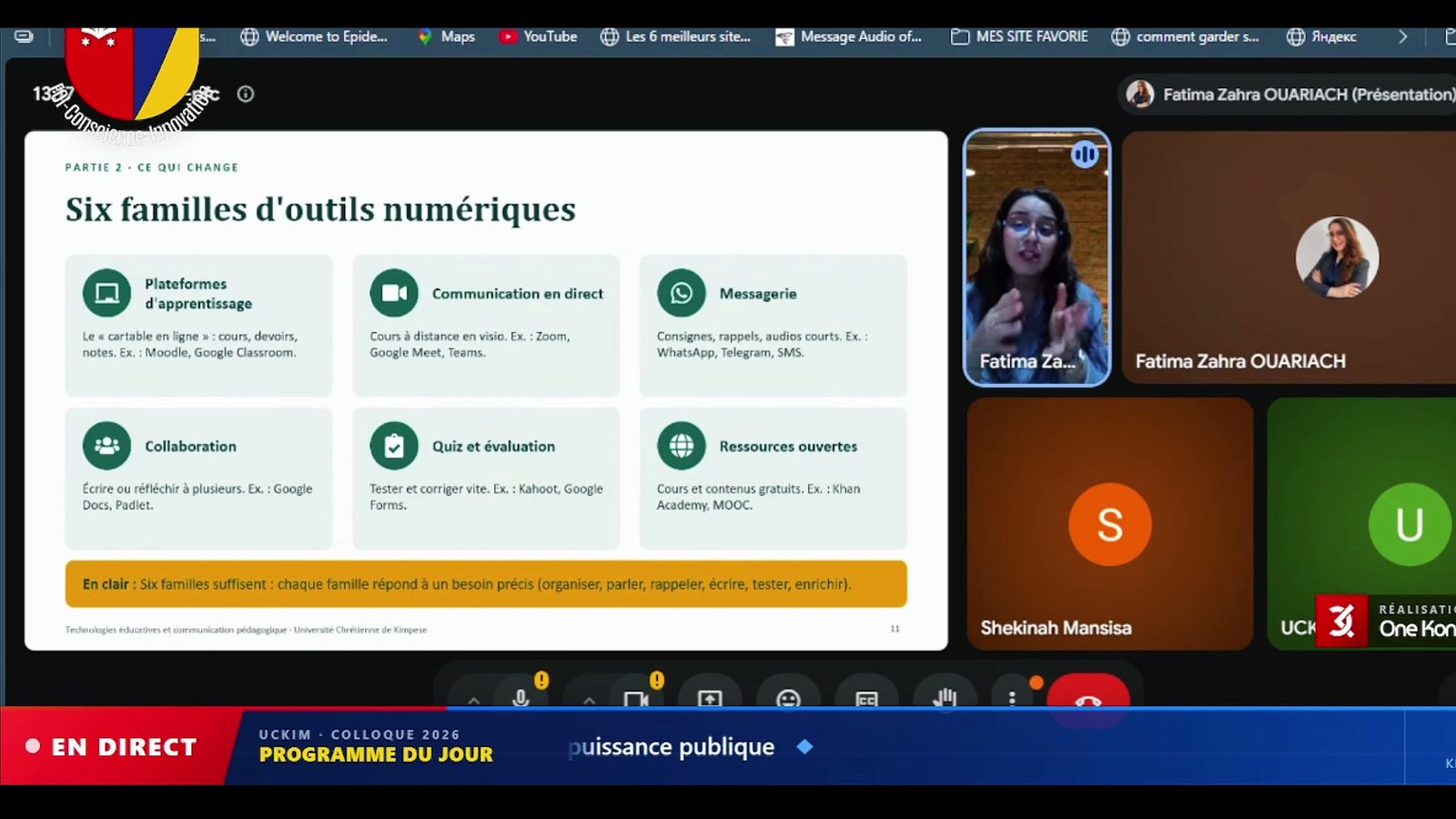 Dr Fatima Zahra Ouariach en visioconférence